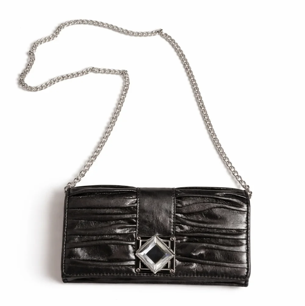 Michael Kors Metallic Ruched Leather Clutch Wallet w/ Jewel Clasp